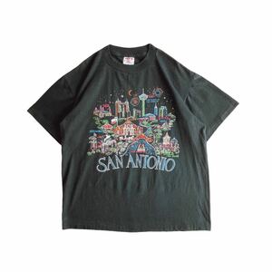 90s USA製 SAN ANTONIO Souvenir T/S BLK ビンテージ アメリカ製 made in usa スーベニア Tシャツ Lサイズ エルエルビーン j.crew
