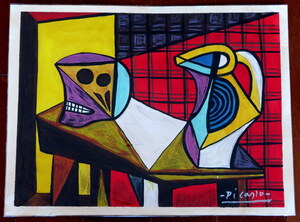 パブロ ピカソ Pablo Picasso 1945年 CRANE AND PITCHER ミクストメディア オルセー美術館認証 蜜蝋印 油彩 水彩 パステル 肉筆 原画 模写