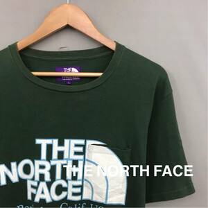 ザノースフェイス THE NORTH FACE Tシャツ 半袖 トップス パープルレーベル ナナミカ ビッグロゴ 日本製 グリーン メンズ Lサイズ £□