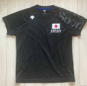 【JKF x DESCENTE】コラボ雷神JAPAN Tシャツ ・ポリエステル100% ・Sサイズ 吸汗＆速乾！ 