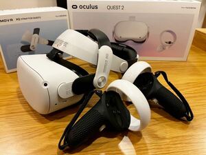 Oculus Quest2 128GB VRヘッドセット ヘッドバンド ハンドルカバー 収納ケース フェイスクッション セット 新品同様 総額¥48,156-