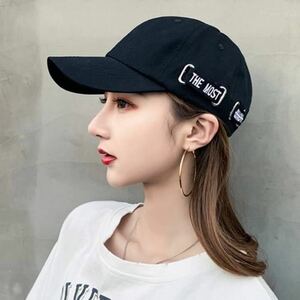 ロゴキャップ　 キャップ帽子　ブラック　韓国風　シンプルロゴキャップ　アウトドアに　（フリーサイズ）新品　送料無料