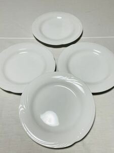 白無地　彫刻のディナー皿　大皿　新品未使用4枚セット 27.5センチ