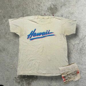 AC2ESK60【SCREEN STARS】80s USA製 白 Hawaii　ハワイ　スーベニア　レタリング Tシャツ 古着 ビンテージ 希少 レア 202206