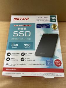 送料込　新品未開封 ポータブルハードディスク SSD 500GB 外付けSSD PS4 PS5対応 SSD-PG500U3-BC/D バッファロー
