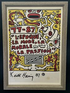 【超希少 １点限り】キース・ヘリング Keith Haring 貴重肉筆 1987年 ミクストメディア 裏にキース・ヘリング財団認証印 KH