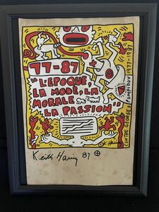 【超希少 １点限り】キース・ヘリング Keith Haring 貴重肉筆「LA PASSION」1987年 ミクストメディア 裏にキース・ヘリング財団認証印