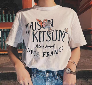 MAISON KITSUNE T-Shirt メゾンキツネ半袖Tシャツ メンズ レディースおしゃれ ファッション人気 フォックス　ホワイト　S
