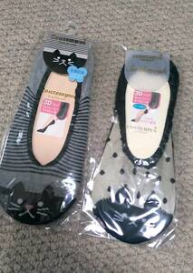 【2種類のセット】ネコ柄の靴下,定形外郵便140円,レディース,猫のソックス,フットカバー