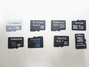 １円～　Transcend　Softbank　SanDisk　SAMSUNGなど各メーカー　microSDHCカード　16GB　8枚セット　中古動作品　