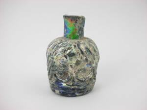 希少！古代ローマンガラス　銀化　花柄カット小瓶　紀元前100年頃★ローマングラス　出土品　トンボ玉