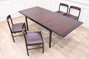MT20 希少デザイン 北欧調 ビンテージ カンディハウス ダイニングセット 伸長式テーブル 食卓机 食卓テーブル 椅子4脚 5点セット
