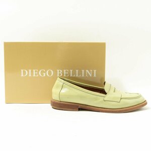 イタリア製 DIEGO BELLINI ディエゴベリーニ エナメル ローファー ライトグリーン 薄緑 37 24cm レディース パステルカラー カジュアル 靴