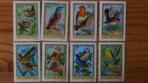 ハンガリー　1973年　鳥　8種　未使用切手