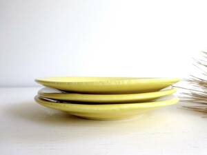 20世紀 フランス 小さな皿 黄釉薬 器 焼物 鉢 飾皿 陶器 民藝 骨董 古道具 美術 HBCM クレイユ アンティーク A1