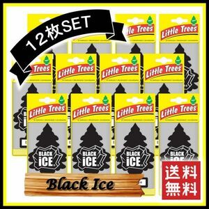 Little Trees Black Ice リトルツリー ブラックアイス 12枚セット 　　 エアフレッシュナー 芳香剤 USDM 消臭剤 JDM エアフレ D052