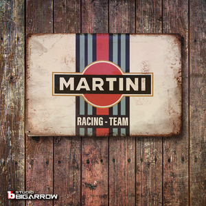 ブリキ看板 20×30㎝ MARTINI RACING TEAM マルティニレーシング ガレージ スチール アンティーク アメリカンインテリア 世田谷ベース 新品