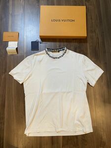 美品□21SS LOUIS VUITTON/ルイヴィトン ウィズチェーン ジャガード ボトルネック コットン 半袖Tシャツ ホワイト Ｌイタリア製 正規品