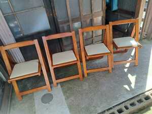 折り畳みチェア　椅子　ダイニングチェア 木製　ウッド　４脚セット