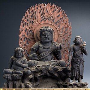 【五】仏教美術 『木造不動明王二童子像』 矜羯羅童子 制多迦童子 江戸時代 高60cm