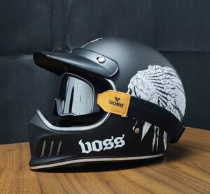 【送料無料】超軽量高強度ABS製 ビンテージデザインゴーグル付き モトクロスヘルメット ハーレー サイズ M/L/XL/XXL 選択可