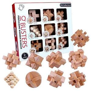 OBEST 孔明パズル 木製パズル 脳トレ 立体パズル 知恵おもちゃ 9pcsセット 攻略図付