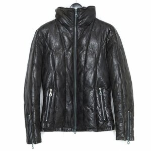 イサムカタヤマバックラッシュ ISAMUKATAYAMA BACKLASH バッファローレザーダウンジャケット ブラック Sサイズ 1153-02 down jacket