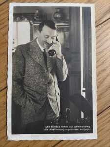 即決★【ナチスドイツ第三帝国時代ポストカード】「オーバーザルツベルグにて電話をするヒトラー」（1938年ベルリン消印）