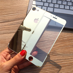 iPhone SE (2022) SE3世代/8/7 ゴールド 4.7インチ アイフォン 強化ガラス ミラー 鏡面 鏡 お化粧 卓上ミラー 化粧鏡 ワイヤレス対応 金色