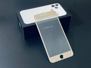 iPhone 8 Plus iPhone 7 Plus 5.5インチ ゴールド プラス ＋ アイフォン 強化ガラス 日本製素材旭硝子製 3Dタッチ対応 合金 高透過 金色