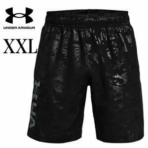 アンダーアーマー メンズ ウーブンパンツ　UA Woven Emboss Shorts スポーツウェア UNDER ARMOUR ブラック　ハーフパンツ　サイズXXL