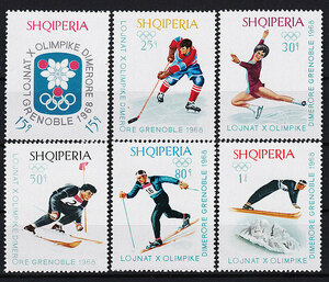 アルバニア 1967年未使用NH 冬季オリンピック/グルノーブル#1233-1238