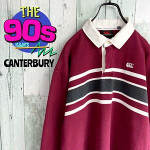 90s CANTERBURY カンタベリー　ロゴ刺繍　ラガーシャツ