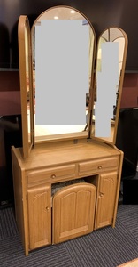 木製 三面鏡 ドレッサー スツール コンセント付 家具 鏡台 メイク台 寝室 収納 昭和 レトロ 