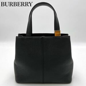 【極美品】 BURBERRY バーバリー ハンドバッグ ゴールド金具 ノバチェック ブラック レザー 手持ちバッグ ノヴァチェック 黒 本革 バッグ