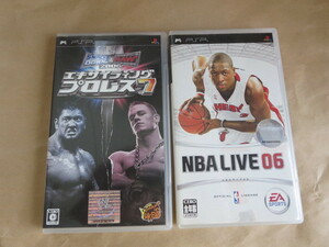 PSPソフト2本　エキサイティングプロレス7　NBA LIVE06