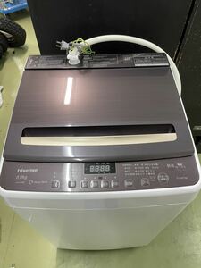 ＊RC 美品 Hisense HW-DG80A Wave Wash 8.0kg 全自動洗濯機 洗濯機 全自動 2021年製 全自動電気洗濯機 ガラストップ インバータ制御 