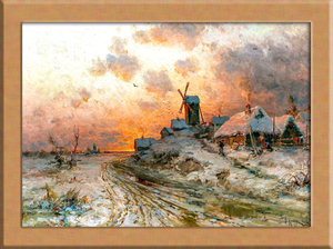 冬の風景画 A4 ロシア アート複製