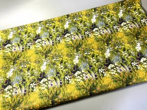 USAシーチング綿生地幅110cm×50cm.黄緑花.追加可能