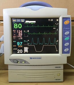 日本光電 生体情報モニター 心電図 呼吸数 酸素飽和度 血圧 体温 バッテリー90分以上 取扱説明書付 医療 動物 病院 nihonkohden 患者