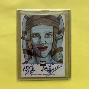TOPPS STAR WARS GALAXY SERIES 6 SKETCHAGRAPHED CARD Sketched by Jamie Snell Autographed by Amy Allen as Aayla Secura 直筆サイン