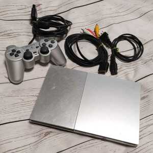 プレステ２　プレイステーション　PS2 PlayStation2 SCPH-90000　セット　薄型　シルバー