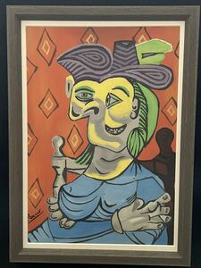 貴重肉筆【超希少 １点限り】パブロ ピカソ Picasso ミックスドメディア画 「座る女性」パリ ORSEY画廊来歴 作品認識票 スタンプ 