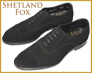 極上美品 シェットランドフォックス 7 1/2 26cm ブラック スエード ストレートチップ キャップトゥ Shetland Fox リーガル最上位 靴
