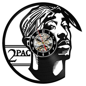 ２PAC　レコード クロック 時計 壁掛け時計 ウォールクロック POP DIY インテリア　アメリカ　hiphop　california 90s