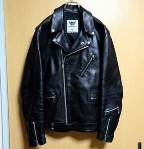 666 Leather wear ダブルライダースジャケット 38 レザー ブラック 黒 ステアハイド 牛革 ルイスレザー サイクロン イングランド製 