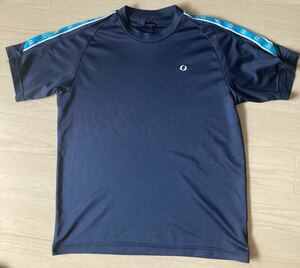 IGNIO メンズプラクティス　ランニング半袖　シャツ　紺× 水色　ネイビー　M