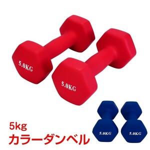 送料無料 未使用 ダンベル 5kg 2個セット 可愛い カラーダンベル トレーニング 男性 女性 鉄アレイ エクササイズ ダイエット 負荷 de094