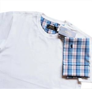 新品未着用　ポロラルフローレン正規品　サイズM～L　ラウンジウェア上下セット（Tシャツ、ハーフパンツ）　旅行やご自宅にも　白