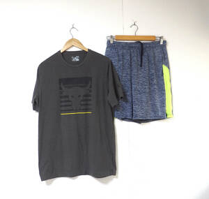 【送料無料】アンダーアーマーTシャツ、ハーフパンツセット/MD-LGサイズ　メンズ　スポーツ　カジュアル　ヒートギア